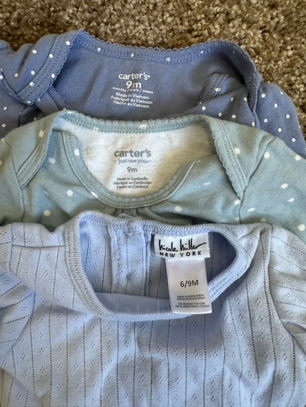 Carter's Baby One-Piece Bundle in Light Blue & Blue Polka Dot - Picture 3 of 3